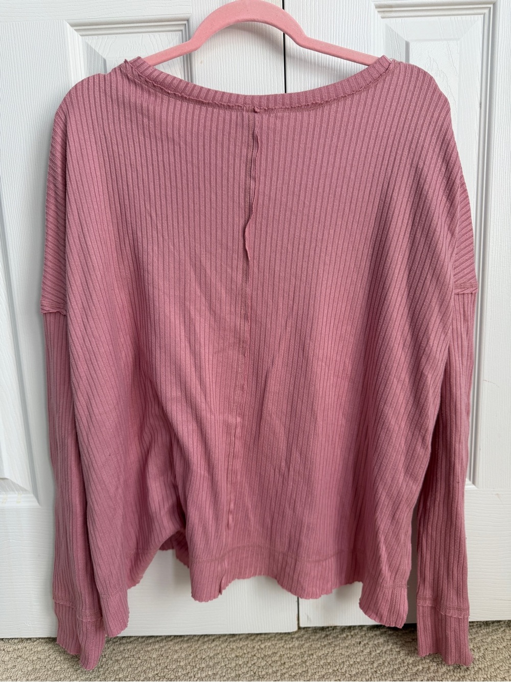 wild fable Mauve Pink Ribbed V-Neck Long-Sleeve Top - Picture 2 of 3